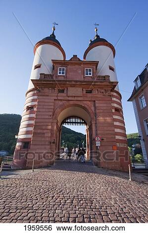 Gate Of The Karl-Theodor Bridge (Old Bridge) Over The Neckar River, Heidelberg, Baden-Wurttemberg, Germany View Large Photo Image Stock Photograph - Gate Of The Karl-Theodor Bridge (Old Bridge) Over The Neckar River, Heidelberg, Baden-Wurttemberg, Germany. Fotosearch