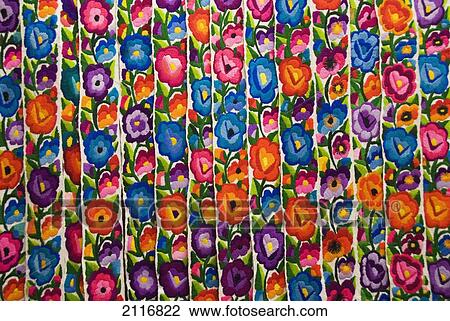 Stock Image - Gautemala, Chichicastenango, Brightly colored handmade textile.. Fotosearch