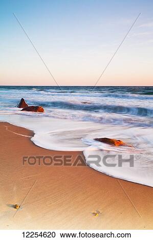 Stock Image - Gay Head Public Beach at sunset; Martha's Vineyard, Massachusetts, United States of America. Fotosearch