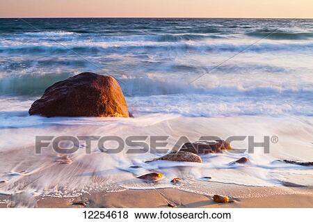 Stock Photo - Gay Head Public Beach at sunset; Martha's Vineyard, Massachusetts, United States of America. Fotosearch
