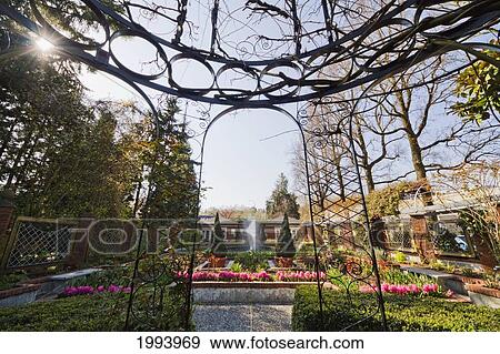 Stock Photo - Gazebo In The Display Garden Of Park & Tilford Gardens, North Vancouver, British Columbia, Canada. Fotosearch