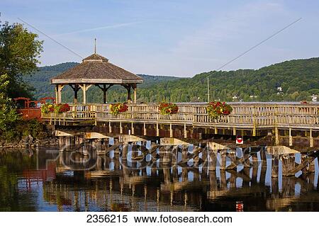 Stock Photography - Gazebo On Lake Massawippi; North Hatley, Quebec, Canada. Fotosearch