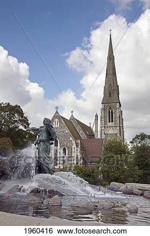Gefion Fountain At St. Alban's Anglican Church; Copenhagen, Denmark View Large Photo Image Stock Photograph - Gefion Fountain At St. Alban's Anglican Church; Copenhagen, Denmark. Fotosearch