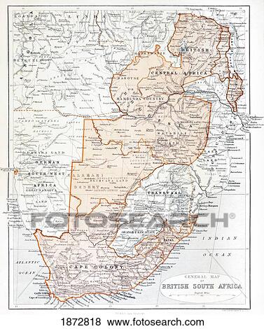 General Map Of British South Africa. From The Book South Africa And The Transvaal War, Volume 1 By Louis Creswicke, Published 1900. View Large Photo Image Stock Photo - General Map Of British South Africa. From The Book South Africa And The Transvaal War, Volume 1 By Louis Creswicke, Published 1900.. Fotosearch