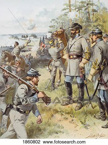 Stock Image - General Stonewall Jackson At The First Battle Of Bull Run August 17 1861 Artist H. A. Ogden. Fotosearch