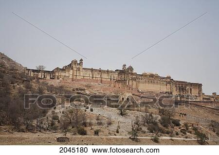 Stock Image - General View Of Amber Fort & Palace, Rajasthan, India. Fotosearch