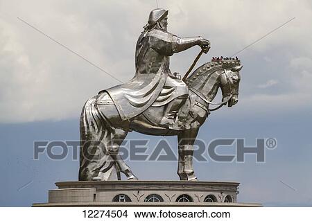 Genghis Khan Equestrian Statue designed by sculptor D. Erdenebileg and architect J. Enkhjargal, Tsonjin Boldog, T÷v Province, Mongolia View Large Photo Image Picture - Genghis Khan Equestrian Statue designed by sculptor D. Erdenebileg and architect J. Enkhjargal, Tsonjin Boldog, T÷v Province, Mongolia. Fotosearch