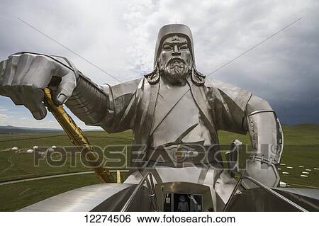 Genghis Khan Equestrian Statue designed by sculptor D. Erdenebileg and architect J. Enkhjargal, Tsonjin Boldog, T÷v Province, Mongolia View Large Photo Image Stock Photograph - Genghis Khan Equestrian Statue designed by sculptor D. Erdenebileg and architect J. Enkhjargal, Tsonjin Boldog, T÷v Province, Mongolia. Fotosearch