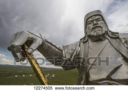 Genghis Khan Equestrian Statue designed by sculptor D. Erdenebileg and architect J. Enkhjargal, Tsonjin Boldog, T÷v Province, Mongolia View Large Photo Image Stock Photography - Genghis Khan Equestrian Statue designed by sculptor D. Erdenebileg and architect J. Enkhjargal, Tsonjin Boldog, T÷v Province, Mongolia. Fotosearch