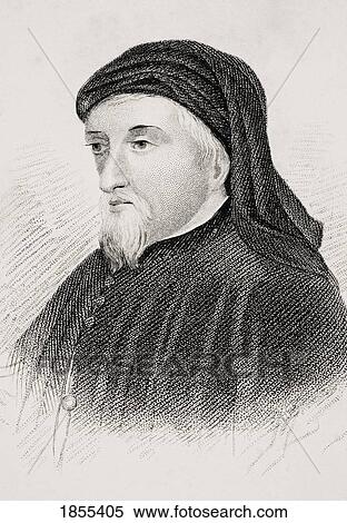 Stock Photography - Geoffrey Chaucer C. 1342/3-1400 English Writer From Old England's Worthies By Lord Brougham And Others Published London Circa 1880's. Fotosearch
