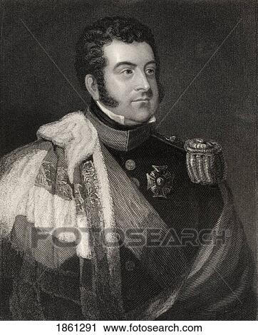 Stock Image - George Augustus Frederick Fitzclarence 1St Earl Of Munster 1794 To 1842 Illegitimate Son Of William Iv British Major-General Engraved By Engraved By W H Cook After J Atkinson From The Book National Portrait Gallery Volume Iv Published C 1835. Fotosearch