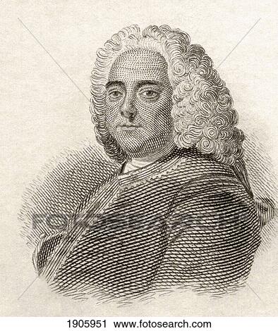 Stock Image - George Frideric Handel, 1685 To 1759. German-British Baroque Composer. From Crabb's Historical Dictionary Published 1825.. Fotosearch