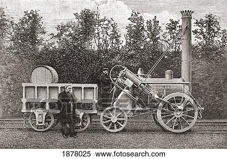 Stock Photography - George Stephenson's Steam Engine The Rocket, 1829. From The Book Short History Of The English People By J. R. Green, Published London 1893. Fotosearch
