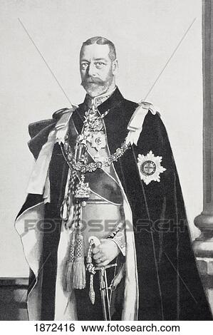 Stock Photograph - George V, 1865 To 1936. Full Name, George Frederick Ernest Albert. King Of The United Kingdom And The British Dominions, And Emperor Of India. From The Book Buckingham Palace, It's Furniture, Decoration And History By H. Clifford Smith, Published 1931.. Fotosearch