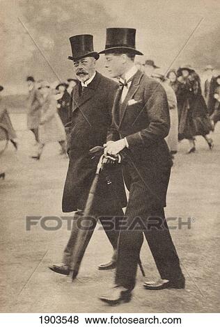 Stock Photo - George V And His Son The Prince Of Wales, The Future Edward Viii, From A Photograph Taken In 1922. George V, 1865 To 1936. Prince Of Wales, 1894 To 1972. From His Majesty King Edward Viii Published 1936.. Fotosearch