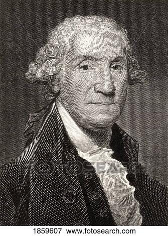 Stock Photo - George Washington, 1732-1799. First President Of The United States. 19Th Century Print Engraved By William Ensom From A Painting By Stuart.. Fotosearch