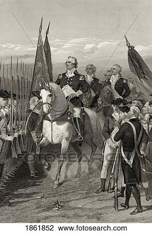 Stock Image - George Washington 1732 To 1799 Taking Command Of The Army 1775 After Alonzo Chappel From Life And Times Of Washington Volume 1 Published 1857. Fotosearch