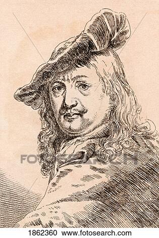 Stock Image - Gerard Dou 1613-1675 Dutch Painter From 75 Portraits Of Celebrated Painters From Authentic Originals Etched By James Girtin Published London 1817. Fotosearch