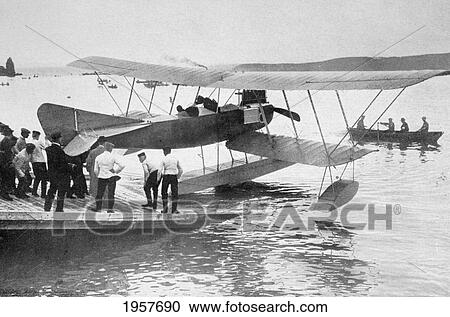 Stock Image - German Seaplane Used In The North Sea To Track English Naval Movement During The First World War. From La Esfera, 1914.. Fotosearch