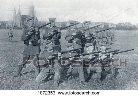 German Volunteers At Drill During World War I. From The Illustrated War News 1915. View Large Photo Image Stock Image - German Volunteers At Drill During World War I. From The Illustrated War News 1915.. Fotosearch
