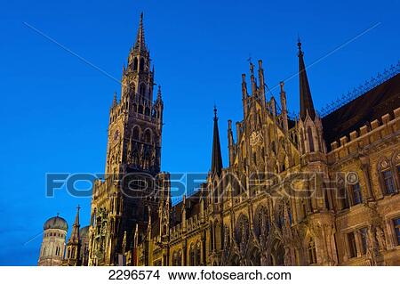 Germany, Bavaria, Rathaus on Marienplatz at dusk; Munich View Large Photo Image Picture - Germany, Bavaria, Rathaus on Marienplatz at dusk; Munich. Fotosearch