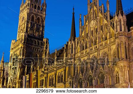 Germany, Bavaria, Rathaus on Marienplatz at dusk; Munich View Large Photo Image Stock Photo - Germany, Bavaria, Rathaus on Marienplatz at dusk; Munich. Fotosearch