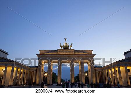 Picture - Germany, Brandenburg Gate at dusk; Berlin. Fotosearch