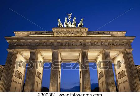 Stock Image - Germany, Brandenburg Gate at dusk; Berlin. Fotosearch