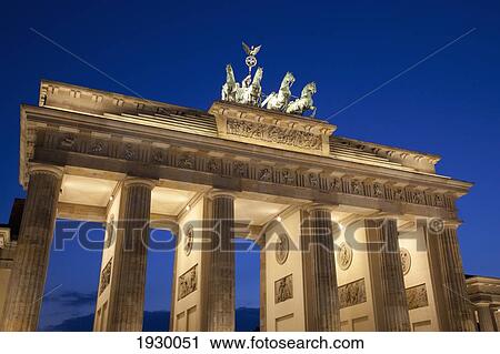 Stock Image - Germany, Brandenburg Gate at night; Berlin. Fotosearch