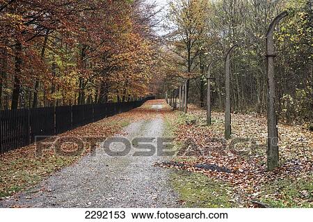 Stock Image - Germany, Buchenwald, Buchenwald Concentration Camp, Guard path. Fotosearch