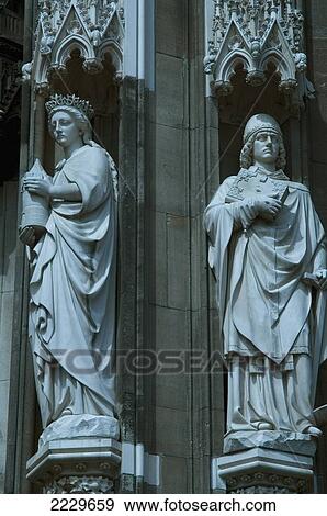 Stock Photo - Germany, Statues On Facade Of Cologne Cathedral Called Dom; Cologne. Fotosearch