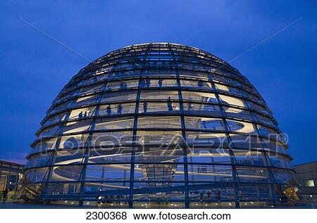 Stock Photo - Germany, The Reichstag dome at dusk; Berlin. Fotosearch