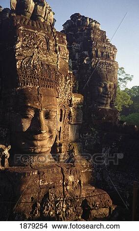 Picture - Giant Buddha Head At Bayon Temple. Fotosearch