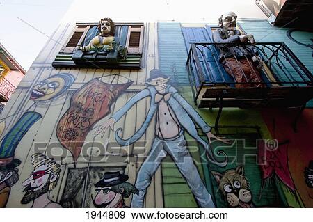 Stock Photo - Giant puppets at the Corazon del Tango Conventillo, Barrio La Boca, Buenos Aires, Capital Federal, Argentina. Fotosearch