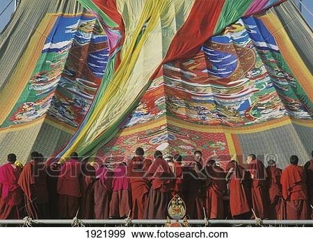 Giant Thangka Unveiling Ceremony View Large Photo Image Stock Photo - Giant Thangka Unveiling Ceremony. Fotosearch