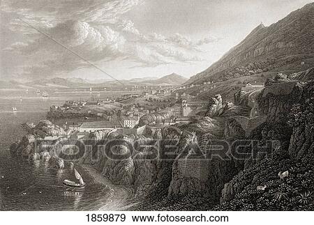Gibraltar From Above Camp Bay. From The Original Painting By Lt. Col. Batty F. R. S., From The Book “Select Views Of Some Of The Principal Cities Of Europe†Published London 1832. Engraved By J. C. Varrall. View Large Photo Image Stock Photo - Gibraltar From Above Camp Bay. From The Original Painting By Lt. Col. Batty F. R. S., From The Book “Select Views Of Some Of The Principal Cities Of Europe†Published London 1832. Engraved By J. C. Varrall.. Fotosearch
