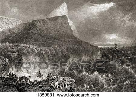 Stock Image - Gibraltar From Europa Point. From The Original Painting By Lt. Col. Batty F. R. S., From The Book ÃƒÂ¢Ã¢â€šÂ¬Ã…â€œSelect Views Of Some Of The Principal Cities Of EuropeÃƒÂ¢Ã¢â€šÂ¬Ã‚Â Published London 1832. Engraved By E. Goodall. Fotosearch