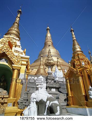 Gilded Buildings Of Shwe Dagon Pagoda, Rangoon, Myanmar View Large Photo Image Stock Photography - Gilded Buildings Of Shwe Dagon Pagoda, Rangoon, Myanmar. Fotosearch