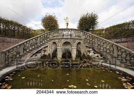 Picture - Gilded Statue In The Great Parterre Of Herrenhausen Gardens, Hannover, Lower Saxony, Germany. Fotosearch