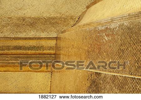 Stock Photo - Gilded Tiles On Stupa At Wat Phra Kaew Temple; Bangkok, Thailand. Fotosearch