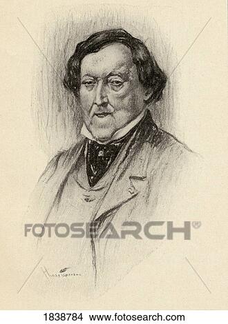 Picture - Gioacchino Antonio Rossini, 1792-1868. Italian Composer Portrait By Chase Emerson, American Artist, 1874-1922. Fotosearch