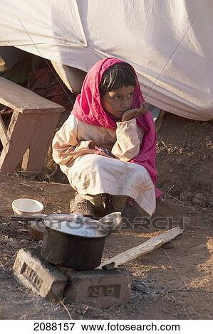 Stock Photo - Girl In A Relief Camp After The 8 October 2005 Earthquake, Bagh, Azad Kashmir, Pakistan. Fotosearch