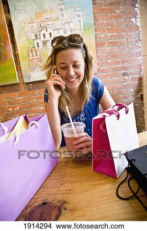 Picture - Girl In Cafe In West Village. Fotosearch