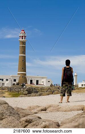 Girl Looking At The Lighthouse, Cabo Polonio, Uruguay, South America View Large Photo Image Stock Image - Girl Looking At The Lighthouse, Cabo Polonio, Uruguay, South America. Fotosearch