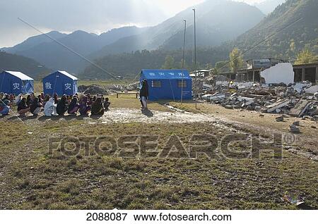 Girls At A School In Tents Donated By China After The 8 October 2005 Earthquake, Chakothi, Azad Kashmir, Pakistan View Large Photo Image Stock Photo - Girls At A School In Tents Donated By China After The 8 October 2005 Earthquake, Chakothi, Azad Kashmir, Pakistan. Fotosearch