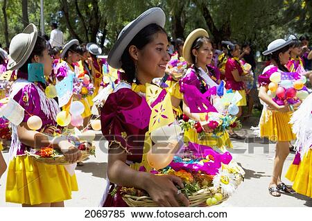 Girls Carrying Festive Baskets In The Entrada De Comadritas Parade During The Carnaval Chapaco, Tarija, Bolivia View Large Photo Image Stock Photography - Girls Carrying Festive Baskets In The Entrada De Comadritas Parade During The Carnaval Chapaco, Tarija, Bolivia. Fotosearch