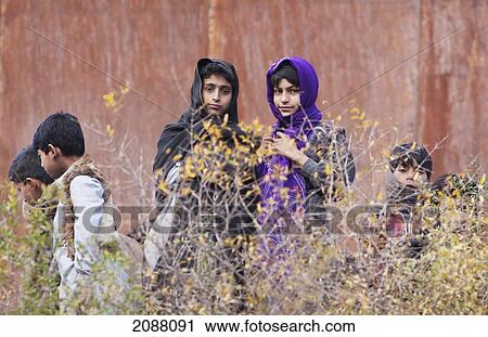 Stock Image - Girls, Chakothi, Azad Kashmir, Pakistan. Fotosearch