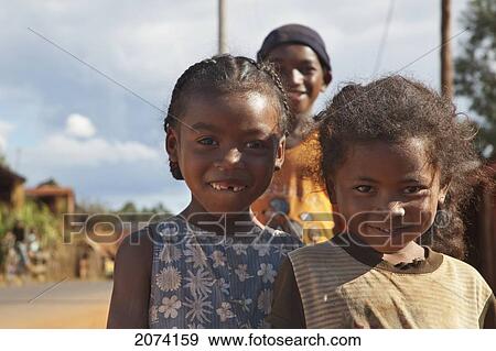 Stock Photo - Girls In Ambalavao, Fianarantsoa Province, Madagascar. Fotosearch