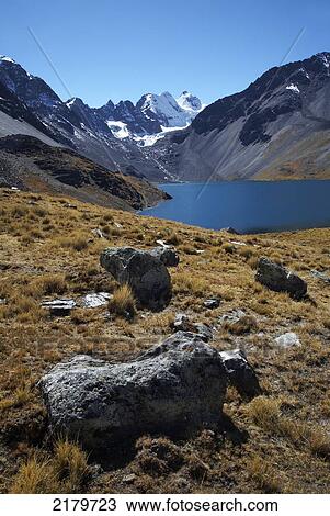 Stock Image - Glacial lake and Condorri peak, Cordillera Real; Bolivia. Fotosearch