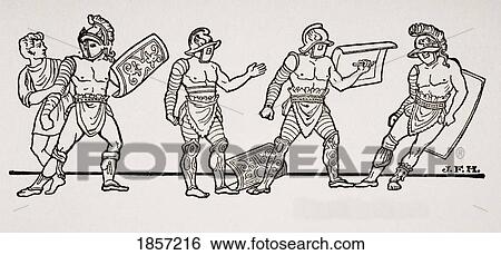 Gladiators, From A Wall Painting At Pompeii, From The Book The Outline Of History By H. G. Wells Volume 1, Published 1920. View Large Photo Image Stock Photograph - Gladiators, From A Wall Painting At Pompeii, From The Book The Outline Of History By H. G. Wells Volume 1, Published 1920.. Fotosearch